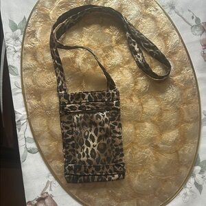 Leopard Print Crossbody Bag three pockets and an idea holder